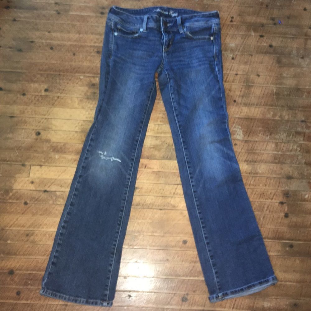 American Eagle stretchy cowboycore distressed slim boot jeans